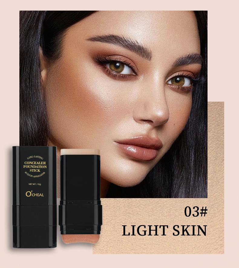 O'CHEAL Autumnal Freshness Glow! Dual-Ended Eraser Foundation Stick 01#Ivory Concealer+Highlighter Hydrating Long-Wear Fall Makeup Essential Compact Cosmetic concealer white foundation makeup halloween