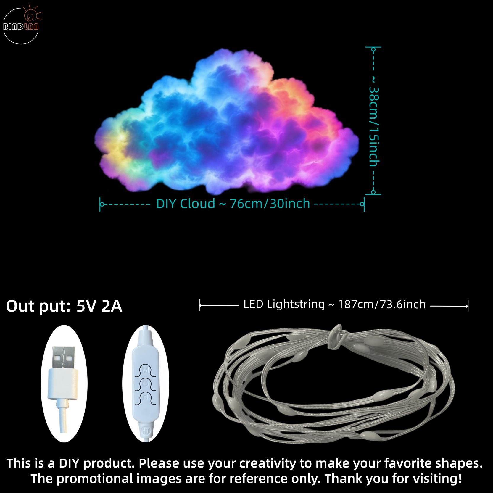 1pc 3D Thundercloud Light, Music Sync Smart Lamp, RGB Color Changing LED Strip, USB Powered – DIY Shapable Cloud Light for Bedroom, Gaming Room, Birthday Party Ambiance. Festival Decor, Wall/Ceiling Night Light, Background Lamp, Home Bedroom Lighting.