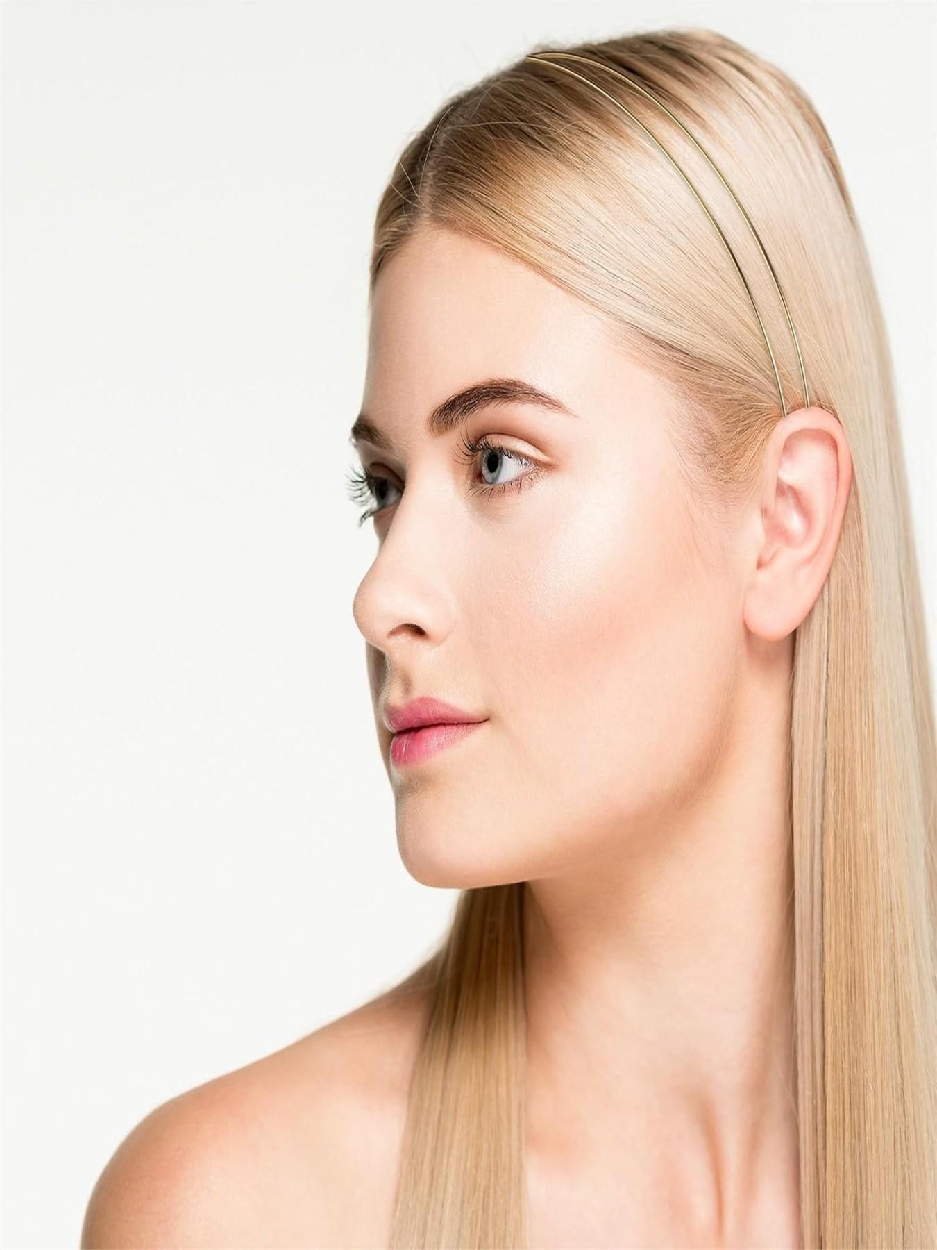 3 Pcs Thin Metal Headbands, Double-Layer Hairbands, Elegant Headband for Women, Bridal Wedding Party Accessories, Silver Color, Rose