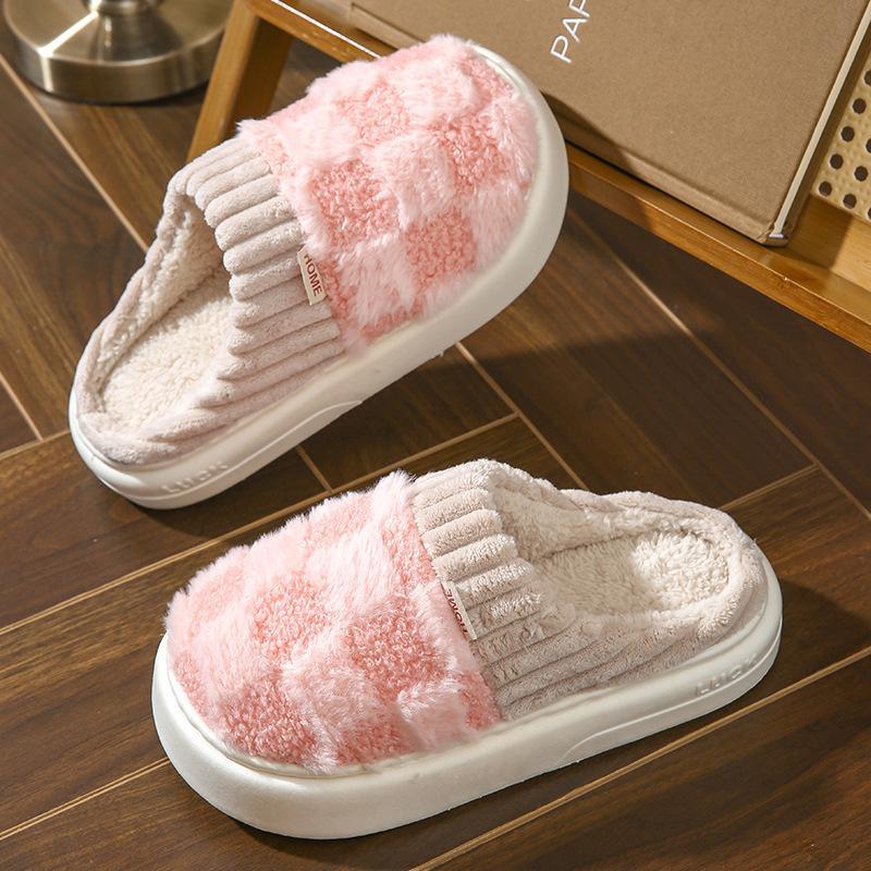 Cotton slippers for women, anti slip cashmere for warmth, monthly slippers for indoor home, cute and fluffy cotton mop Girl Footwear Flipflop
