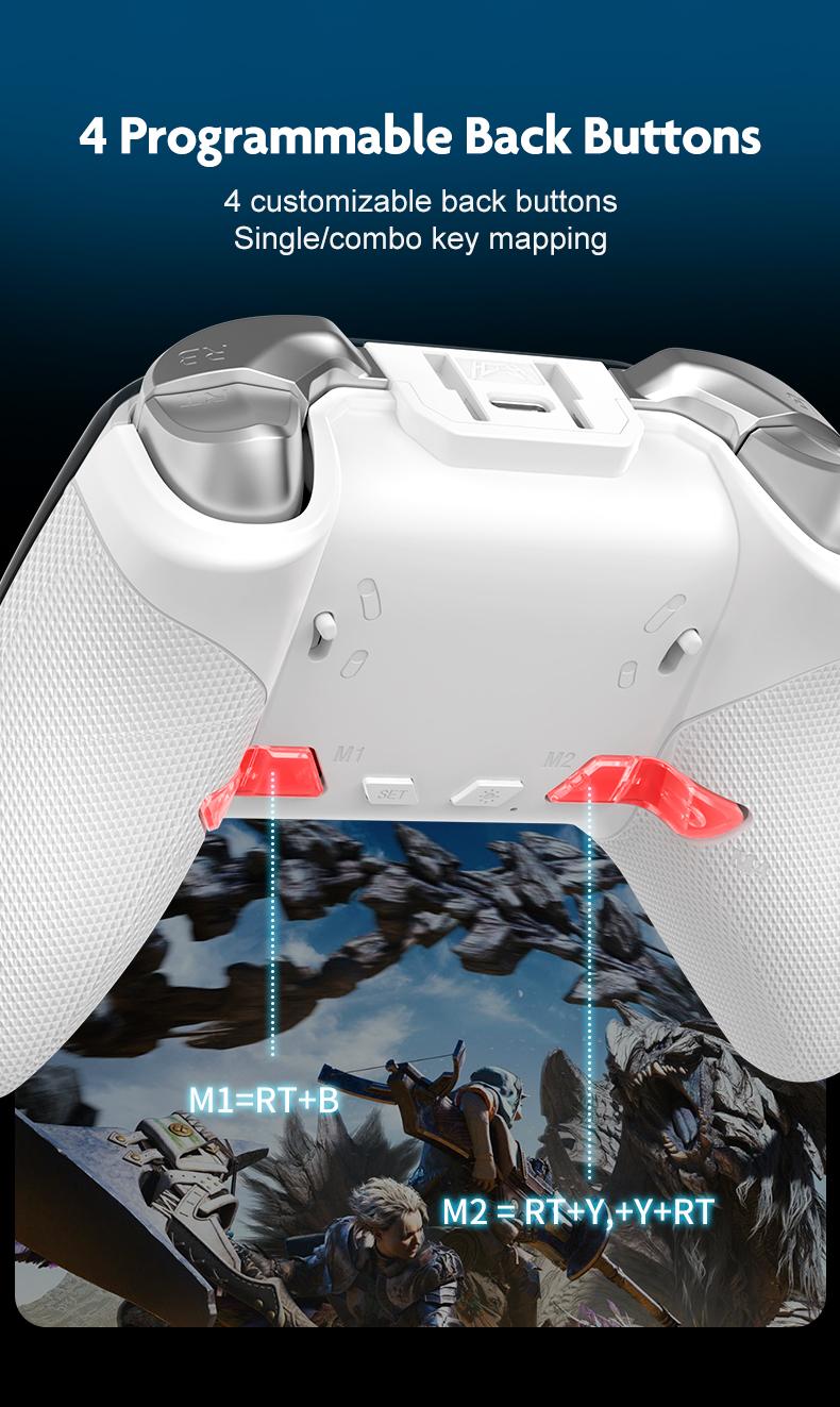 New Smart Large Screen Game Controller, Wireless Gaming Controller, Wireless Hall Effect Joysticks, Multi-Platform Dual Hall Sensor PC/switch/iOS/android/ps4, RGB Lights