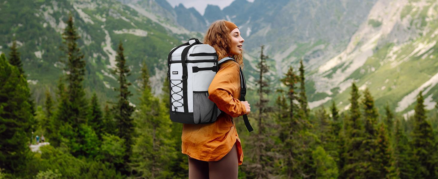 Cooler Backpack, 36 Cans Multifunctional Leakproof Cooler Backpack with Padded Top Handle, Mesh Pocket for Camping BBQ Lunch Picnic Hiking Fishing,Waterproof Ice Box Thermal Bag