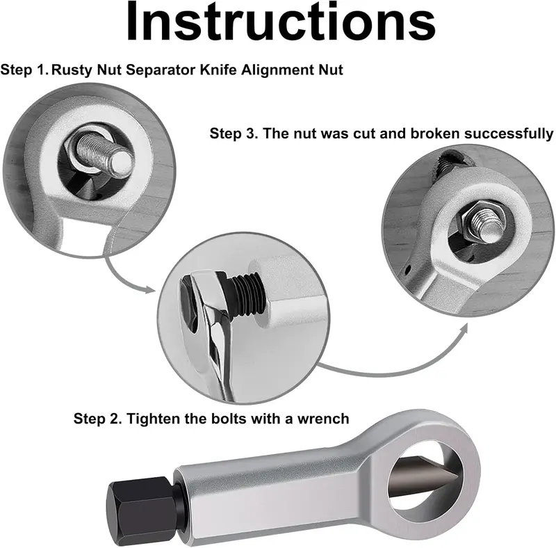 GJANSH Nut Splitter Tool, Heavy Duty Manual Nut Cracker and Remover, Rusty Nut Breaker for Removing Damaged or Seized Nuts, Summervibes