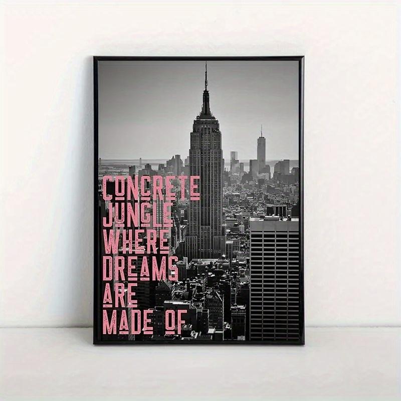 Room Decoration 1 Piece NYC Skyline City Canvas Art Print, Frameless Motivational Quote Wall Decoration Poster, Unique Holiday Gift for Home Office Living Room Bedroom. 2D Flat