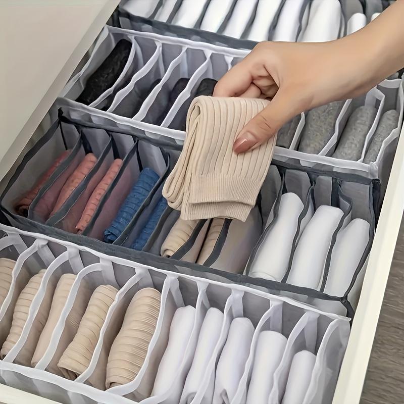 1Pc Foldable Grid Drawer Storage Box-multifunctional Breathable Underwear and Socks Storage Box, Multi-compartment Design, Space-saving Wardrobe Finishing Artifact, Ladies Fashion Accessories Clothing Storage Box, Collapsible Storage Boxes