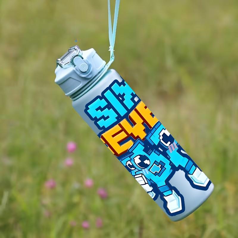 1pc Sixseven 26-Ounce Outdoor Water Bottle, 67 Printed Design Plastic Sports Drinking Bottle, Featuring a One-Touch Opening, Made of Plastic, Adorned with Cartoon Characters, Ideal for Travel, a Present for Her