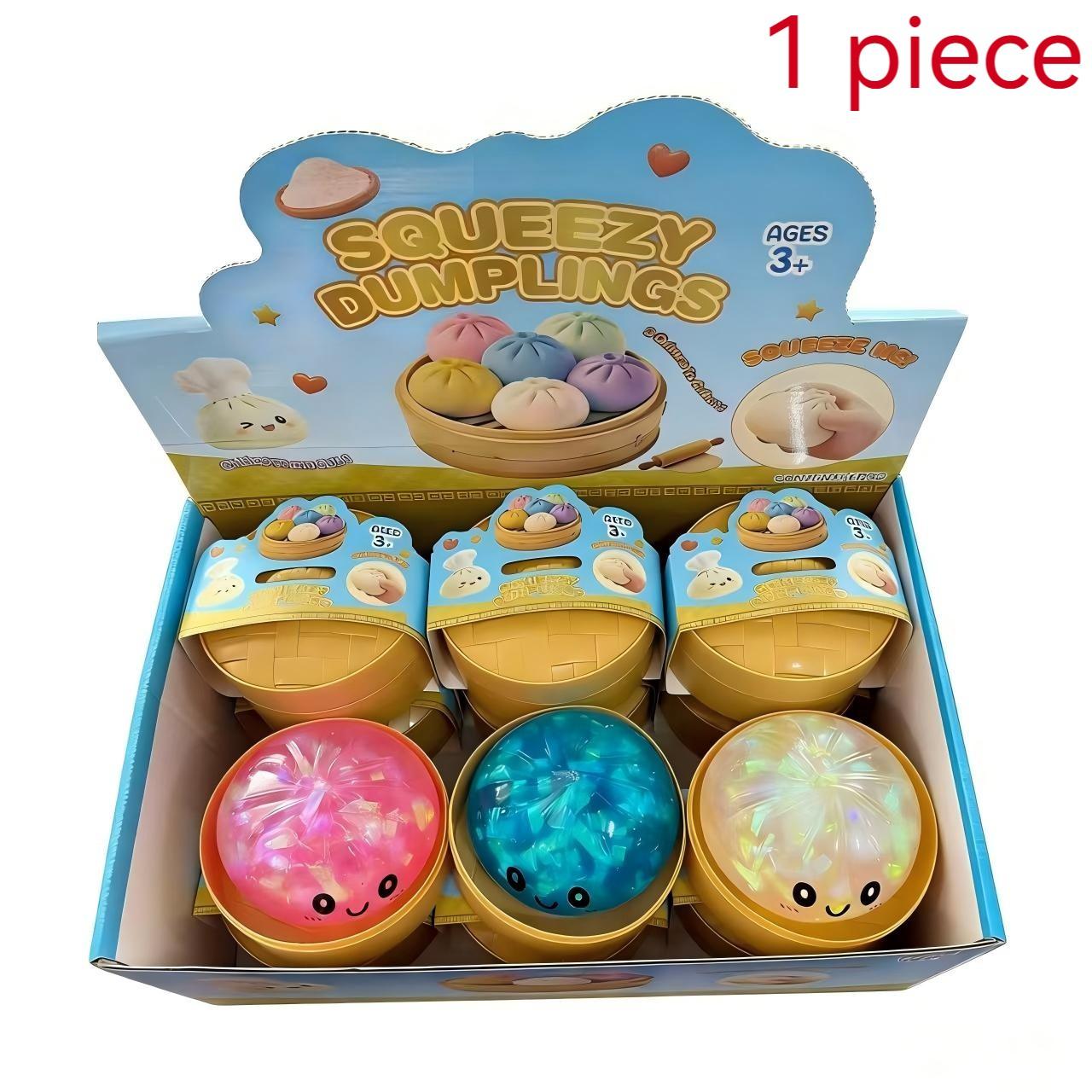 Colorful Sensory Toy Stress Ball, Bright Powder Dumpling Squeezing Toy, Soft Dough Dumpling Stress Ball, Steam Basket Design