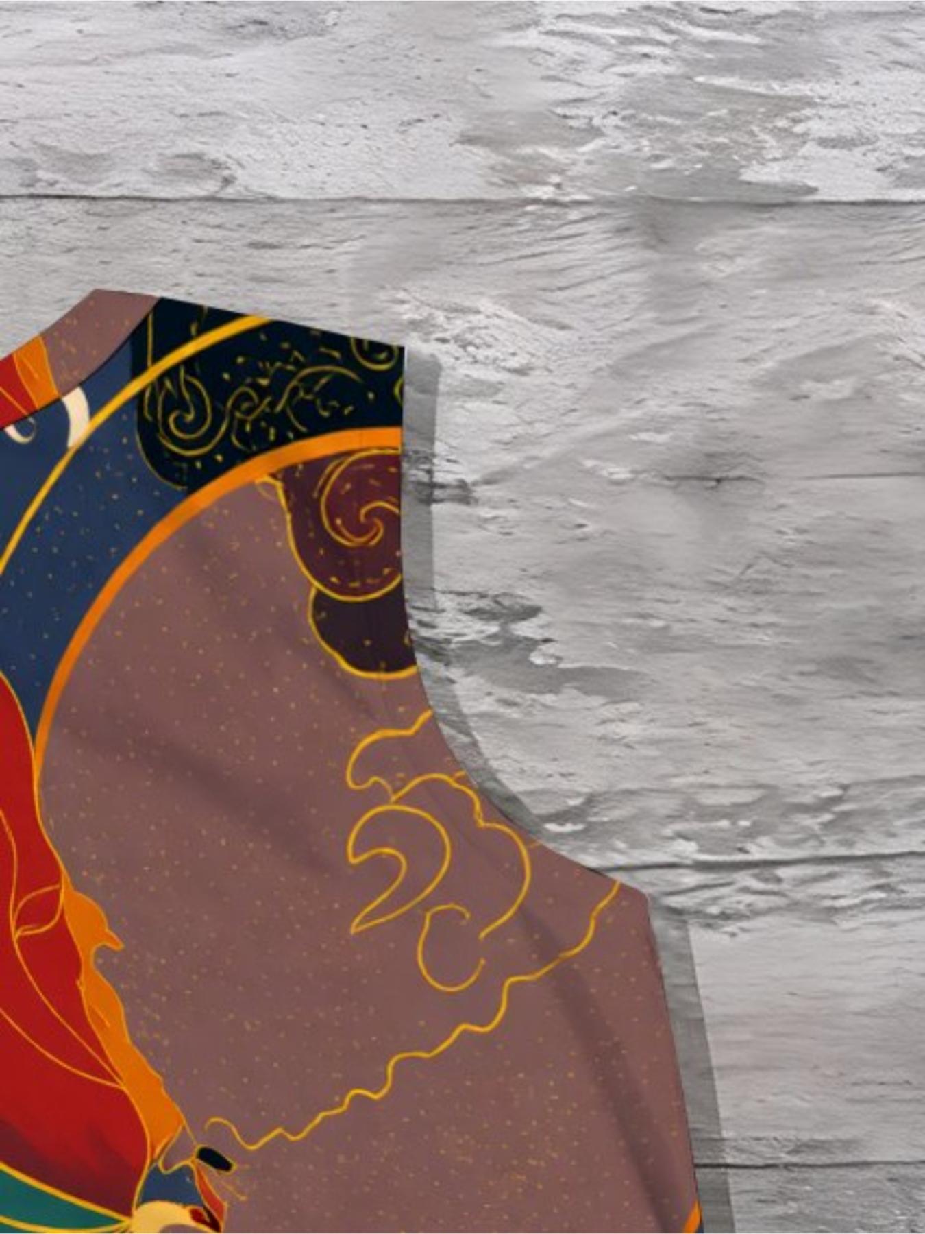 Men's Sleeveless Set Ethnic Phoenix Graphic Print Summer Casual Set