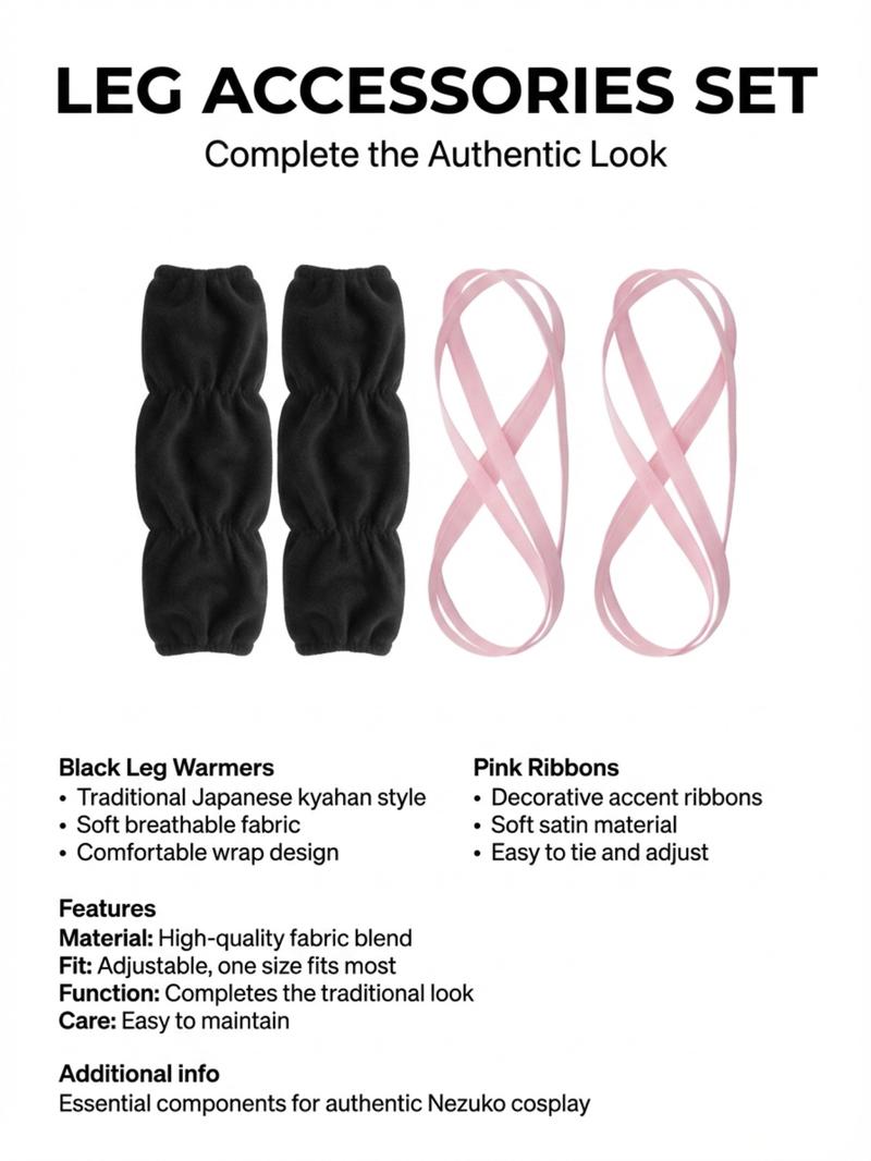 Demon Slayer Nezuko Cosplay Costume Set, Complete Anime with Kimono Bamboo Props, Halloween Cosplay for Women Demon Slayer Nezuko Cosplay Costume Set, Complete Anime with Kimono Bamboo Props, Halloween Cosplay for Women