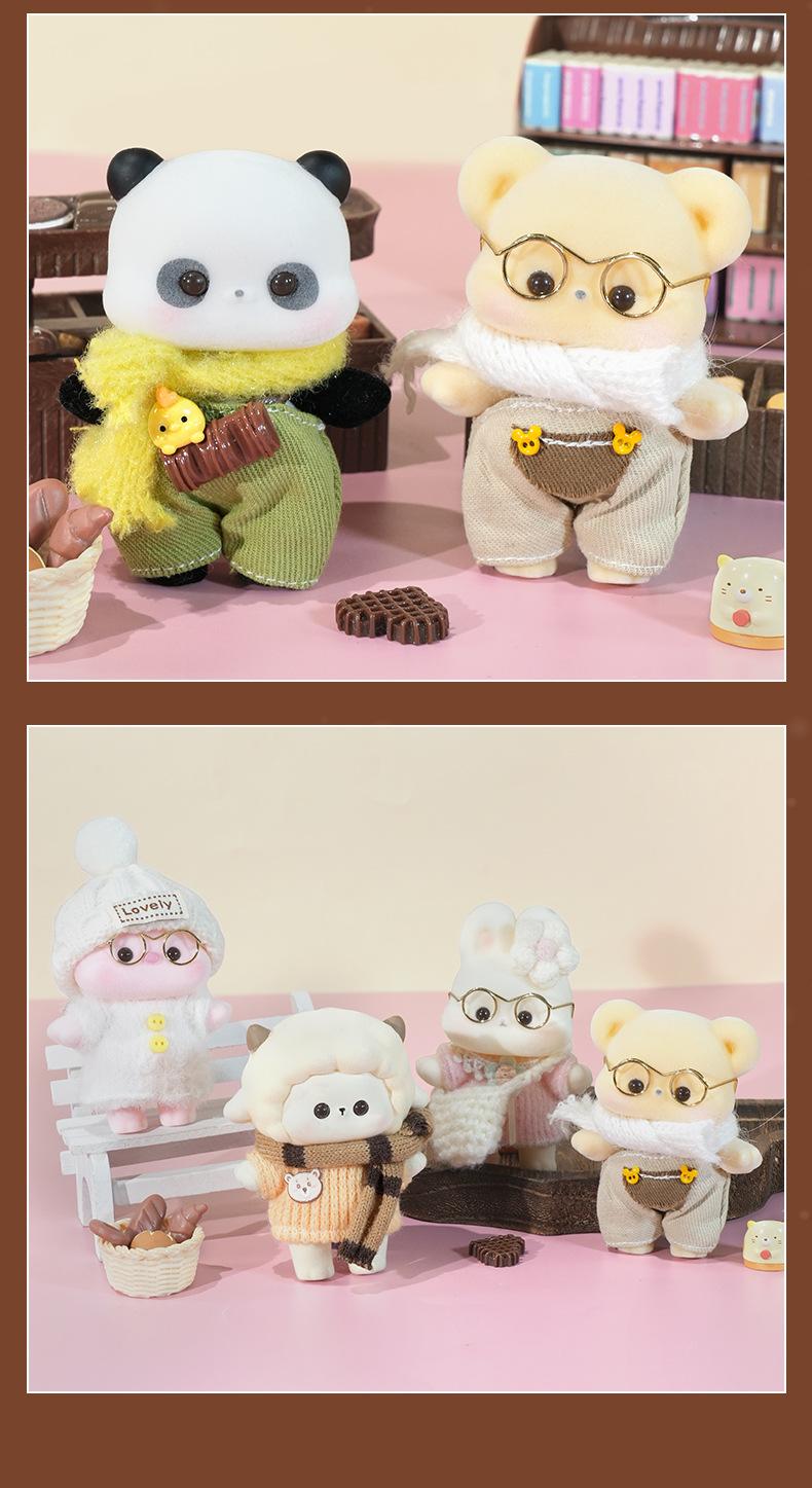 Cute Animal Blind Box Plush Keychain, Kawaii Fluffy Panda/Bear/Sheep Bag Charm, Mystery Box Collectible Toy, Gift for Kids & Friends