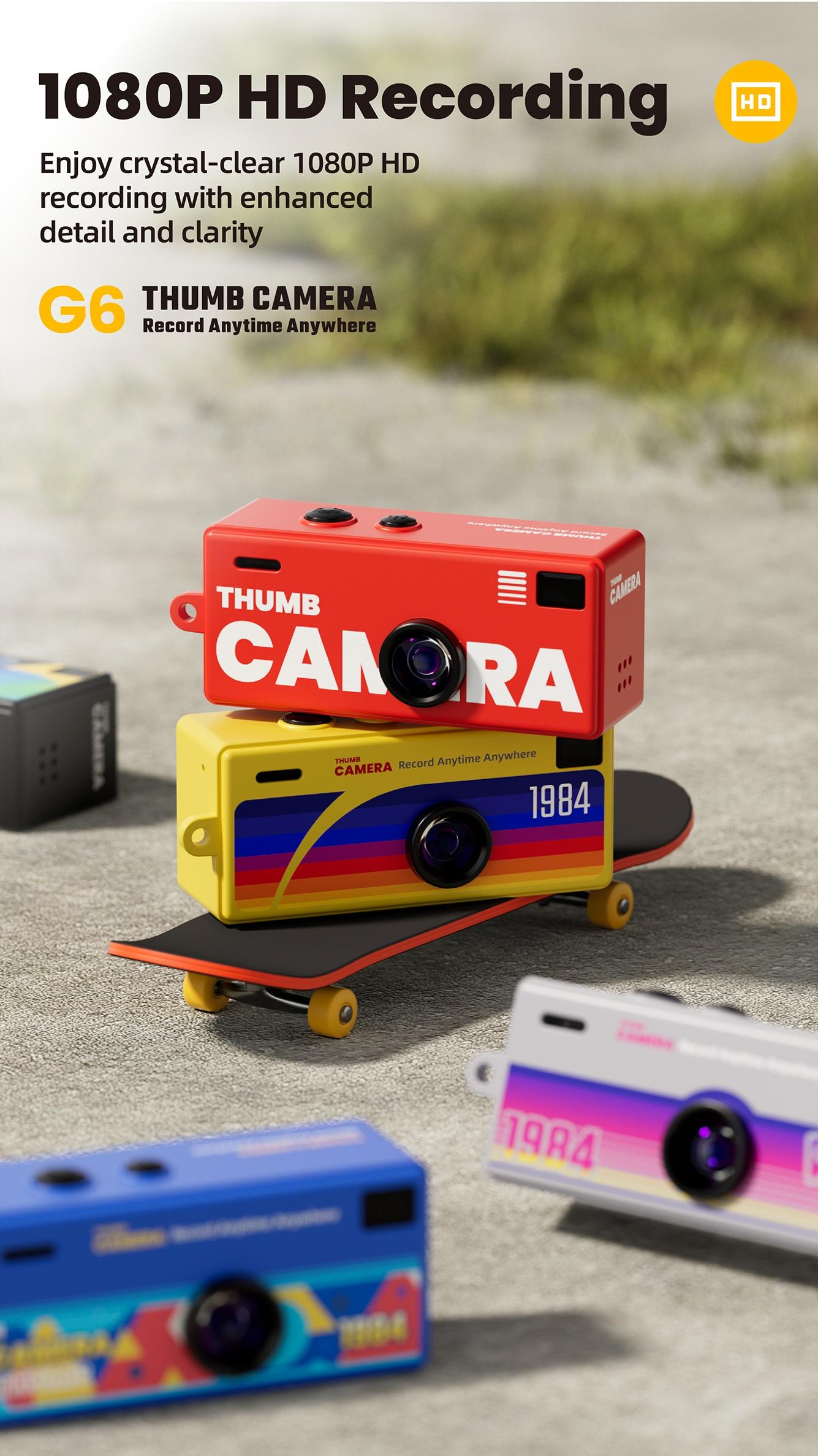 G6 Thumb Keychain Camera, 0.96 Inch Retro Mini Sports Camera, 1080P Ultra Small Camcorder, Audio Video Recorder, Supports Memory Card