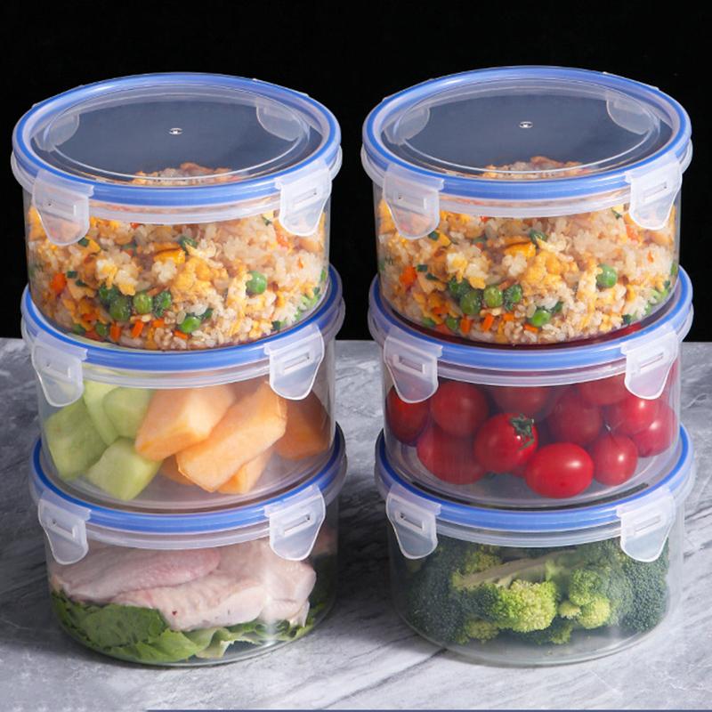 6-Pack Round Food Storage Boxes, Refrigerator-Specific Round Pastry Storage Boxes, Food Storage Containers, Simple, Clean, Hygienic, Stackable, Transparent, Leak-Proof Containers, Bento Boxes