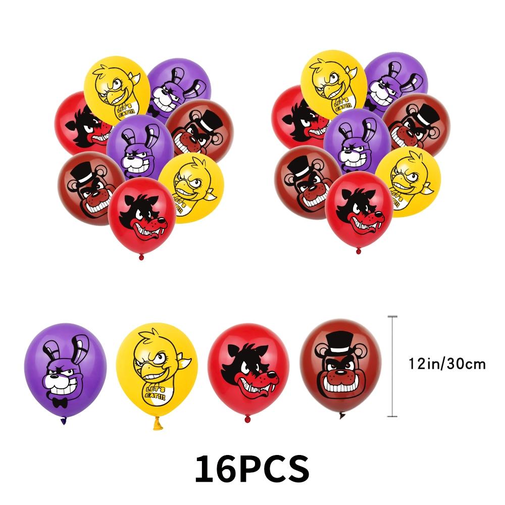 New popular FNAF Party Supplies Full Kit - FNAF Series Character Printed Balloons, Cake Insert Toppers and Happy Birthday Hanging Banner for Horror Game Themed Birthday Celebrations