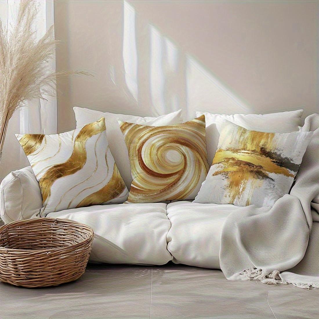Abstract Print Decorative Pillow Covers, 4-Piece Set, Invisible Zipper, Easy to Clean, for Bedroom, Living Room, Sofa, Car, Home Decoration