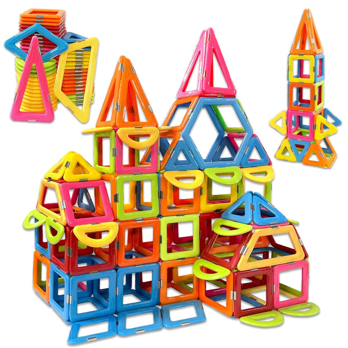 Magnetic Blocks Tough Tiles Creative Magnetic Blocks STEM Toys for 3+ Year Old Boys and Girls Learning by Playing Games for Toddlers Kids, Compatible with Major Brands Building Blocks - Starter Set