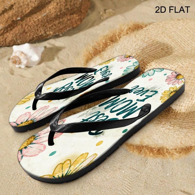 2026 Summer New Women's Flip Flops, Open Toe, Flat Heel, "Best MOM Ever" Daisy Decor, Multiple Colors&Sizes, Suitable for Mother's Day/Easter/Holiday Gift, All-Season Wear, Dry Clean, Fashion Sandals for Ladies, Women Shoes