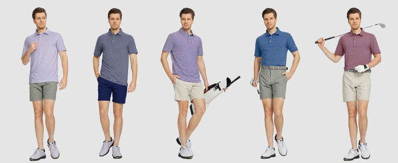M MAELREG Men's casual striped fashion POLO shirt, comfortable lapel golf shirt, moisture wicking, suitable for all body shapes