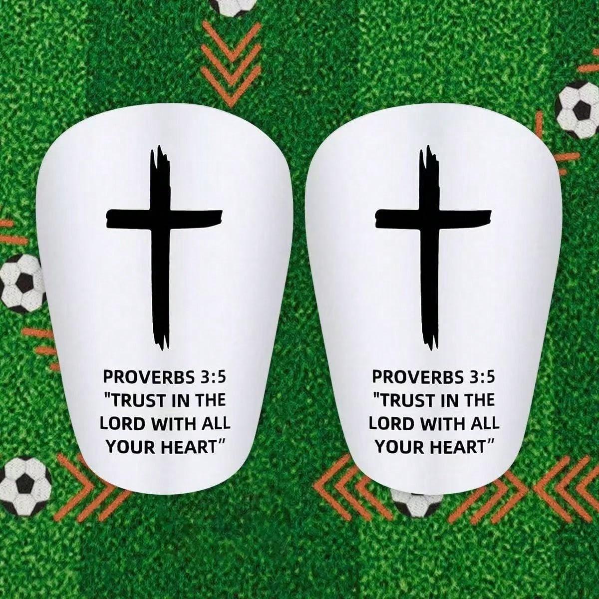 Mini Bible Quote Football Shin Guards, Football Accessories, Christian Faith Design, Size 3.93x2.36 Inches, Suitable for Youth and Adults