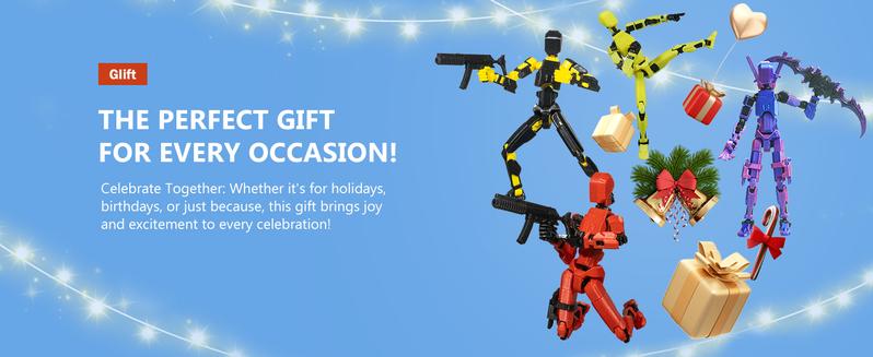 Assembed 3D Printed 5.54'' Stick 13 Action Figure, Multi-Jointed Titan13, Articulated T13 Desktop Decoration,12 in 1 d13 Accessories Best Birthday Festival Gift