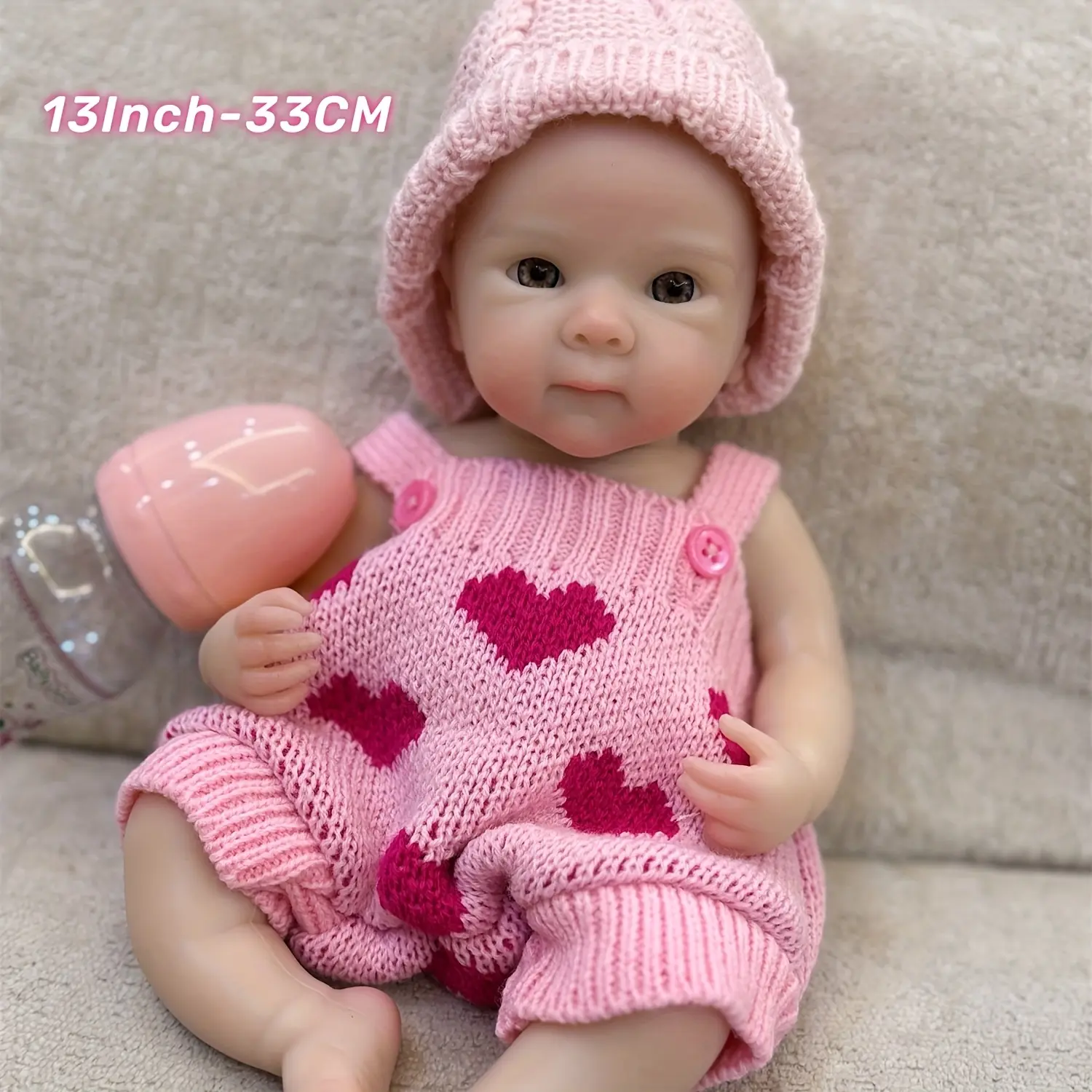 13inch - 33cm Cute Betty Reborn Baby Doll, can open its mouth, 3D painted, full-body soft reborn doll, a realistic newborn baby gift for the family