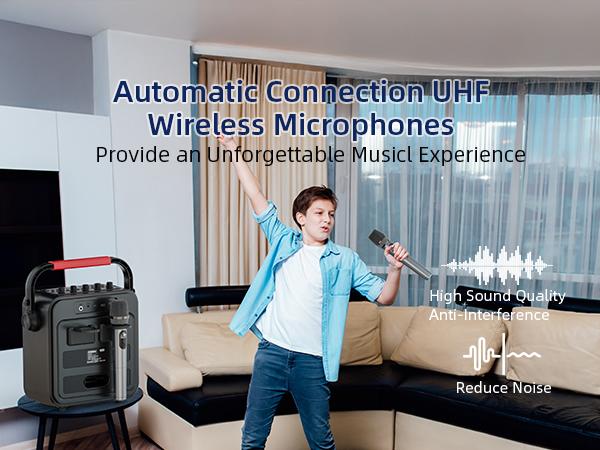 Karaoke Machine for Adults & Kids with Full-Screen LED Lights, Portable BT Speaker with 2 Microphones, Bass/Treble Adjustment, Supports TWS/FM/AUX/USB/TF Card for Home Party