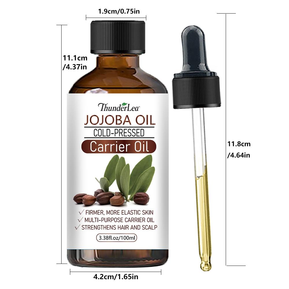 Jojoba Oil 100ml – Multi-Purpose Cold-Pressed Lightweight Carrier Oil for Daily Moisturizing and Hydrating Skin, Hair Care, Massage & Makeup Removal