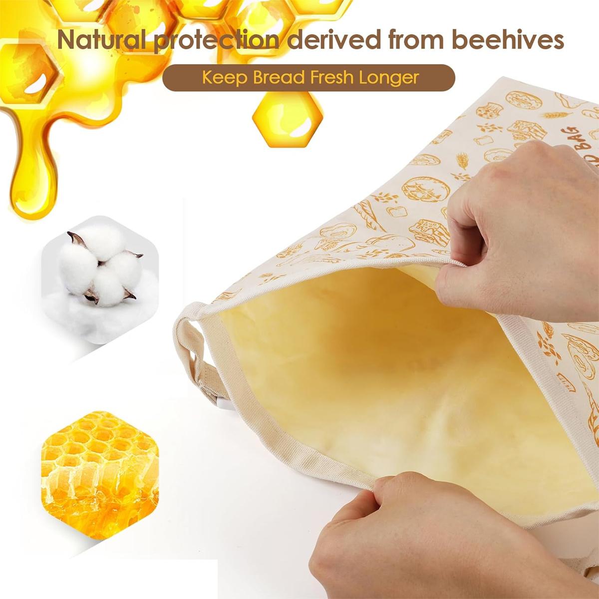 Reusable Beeswax Bread Bags - Large 17x13 Inch for Sourdough & Homemade Bread Storage, Beeswax Preservation, Food Storage Bags, Snack Bags, Heavy Duty Food Bags for Travel, Easy to Clean & Daily Use, Washable, Ideal for Home Baking