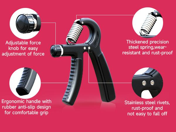 5 Pack FitBeast Funny Hand Grip Strengthener Workout Kit Forearm Grip Adjustable Resistance Hand Gripper, Finger Exerciser, Finger Stretcher, Grip Ring & Stress Relief Grip Ball for Athletes
