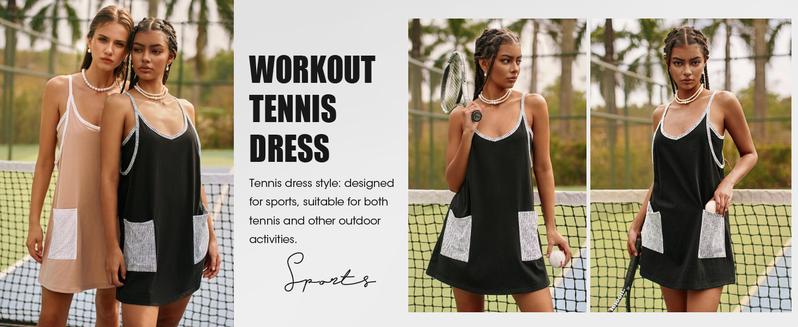 Tankaneo Womens Tennis Athletic Dress Mini Romper Dress with Built in Shorts Summer Vacation Outfits