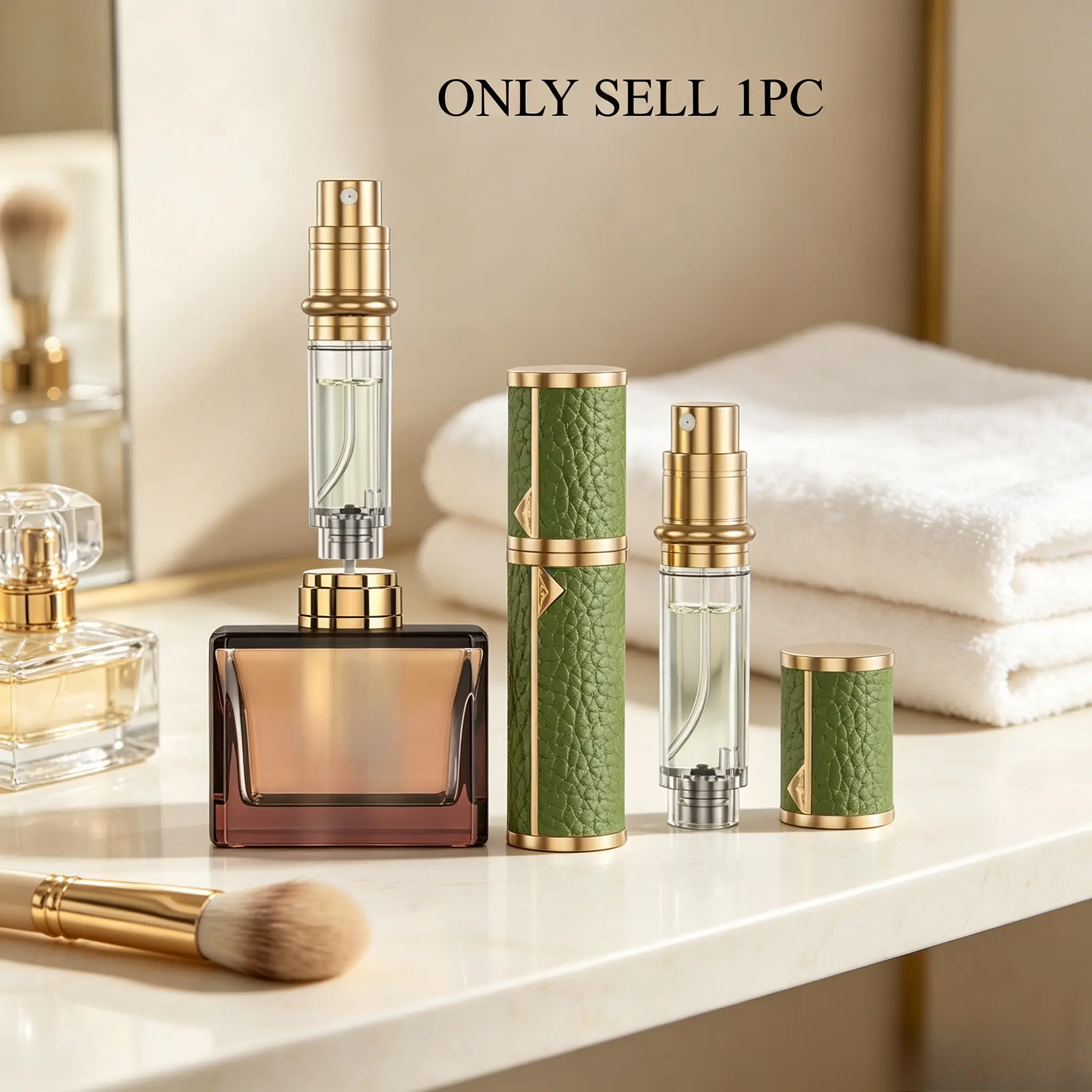 Luxury 5ml perfume refillable spray bottle with leak-proof sealed design for repeated refilling. Pocket-sized for short & long trips, easy to store perfume and cologne, portable fragrance container and travel makeup essential.
