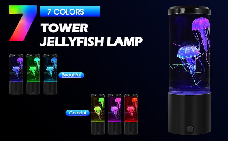 Portable Jellyfish Lamp Multipurpose 7 Color Changing LED Ambient Light with Remote Control & USB Cable for Home Office Bedroom Decor Ideal Gift Portable Jellyfish Lamp Multipurpose 7 Color Changing LED Ambient Light with Remote Control & USB Cable for Home Office Bedroom Decor Ideal Gift