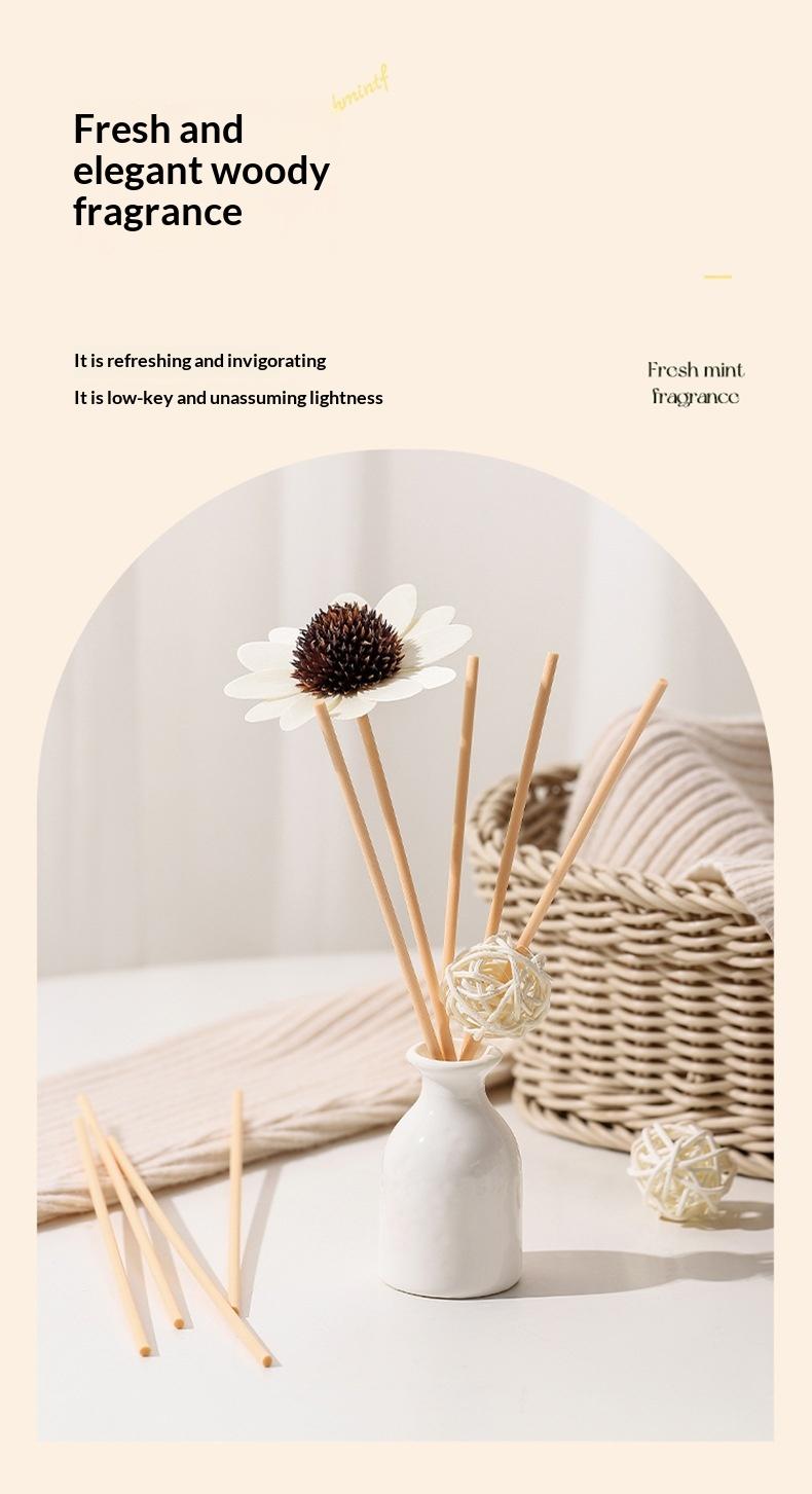 Lavender Flameless Diffuser Set with Rattan Sticks, Ceramic, and Essential Oil Fragrance