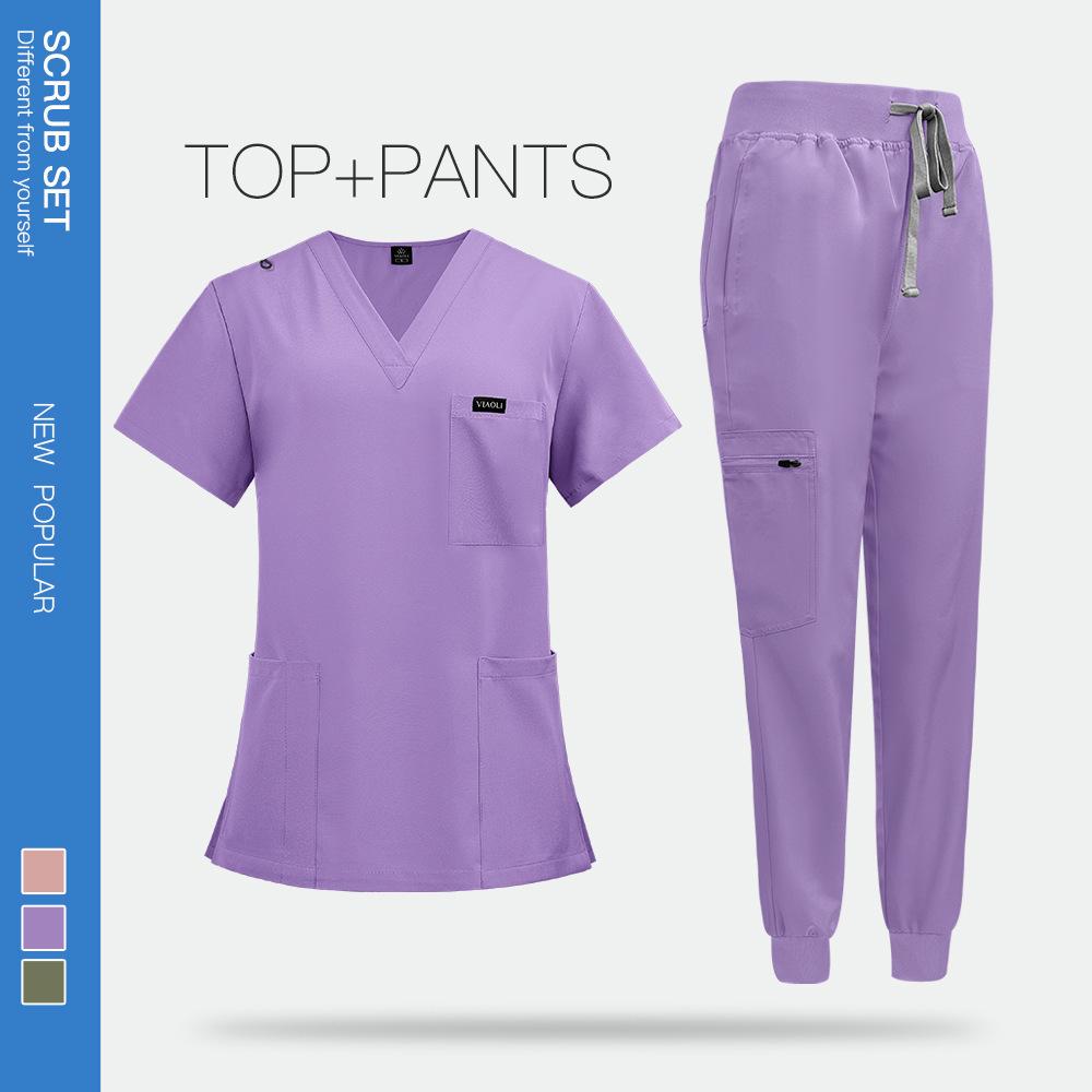 Comfortable Leisure Care Center Daily Practical Work Clothes Set Women Unisex Doctor Hospital Uniform Top Jogger Pants Veterinary Nursing Uniforms