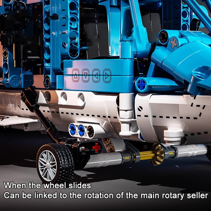 1389 Pcs Blue Armed Helicopter Model Building Kit Toy, Building Blocks Model, Cool Plane with Rotating Propeller, Creative Home Decor Gift