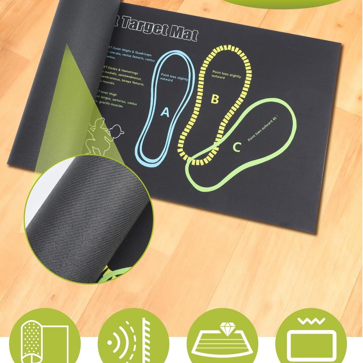 Squat Target Mat for Beginners, Non-slip Fitness Workout Mat with Foot Position Guide, Professional Deep Squat Auxiliary Practice Pad, Soundproof and Dirt-resistant Indoor Exercise Mat, Leg and Glute Training Equipment for Home Gym