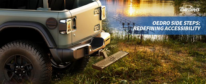 OEDRO Aluminum Towing Hitch Steps for Truck/Car/SUV Vehicles with 2" Hitch Receiver, Rear Bumper Guard Protector, Black，nerf bars