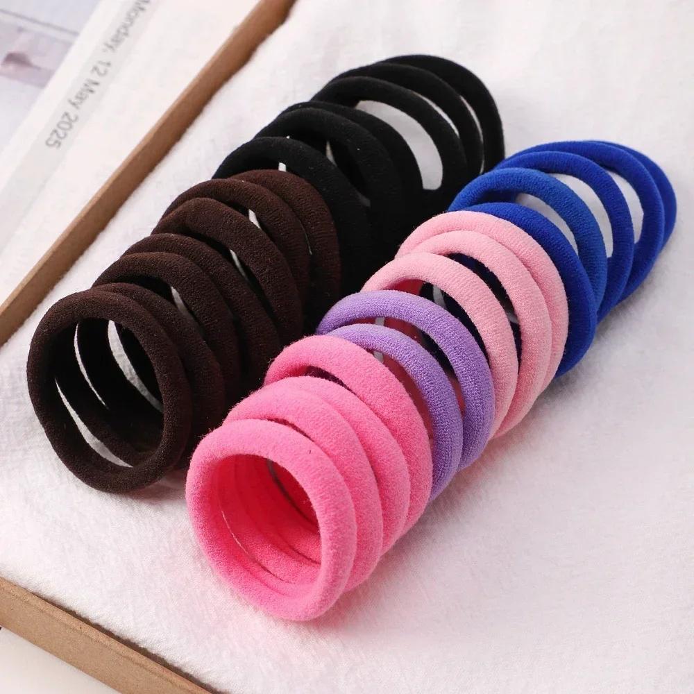 Simple Style Plain Color Elastics Hair Tie Set, Casual Versatile Ponytail Hair Accessories for Women & Girls, Minimalist Hairstyles Headwear Rubber Bands Suitable for Thick Hair