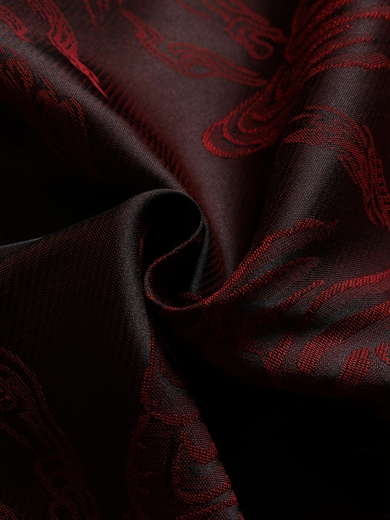 Luxurious Oriental Stand Collar Shirt, Chinese Style Wine Landscape Embossed Jacquard, Men's Formal Tang Suit Outerwear, Traditional Clothing, Menswear