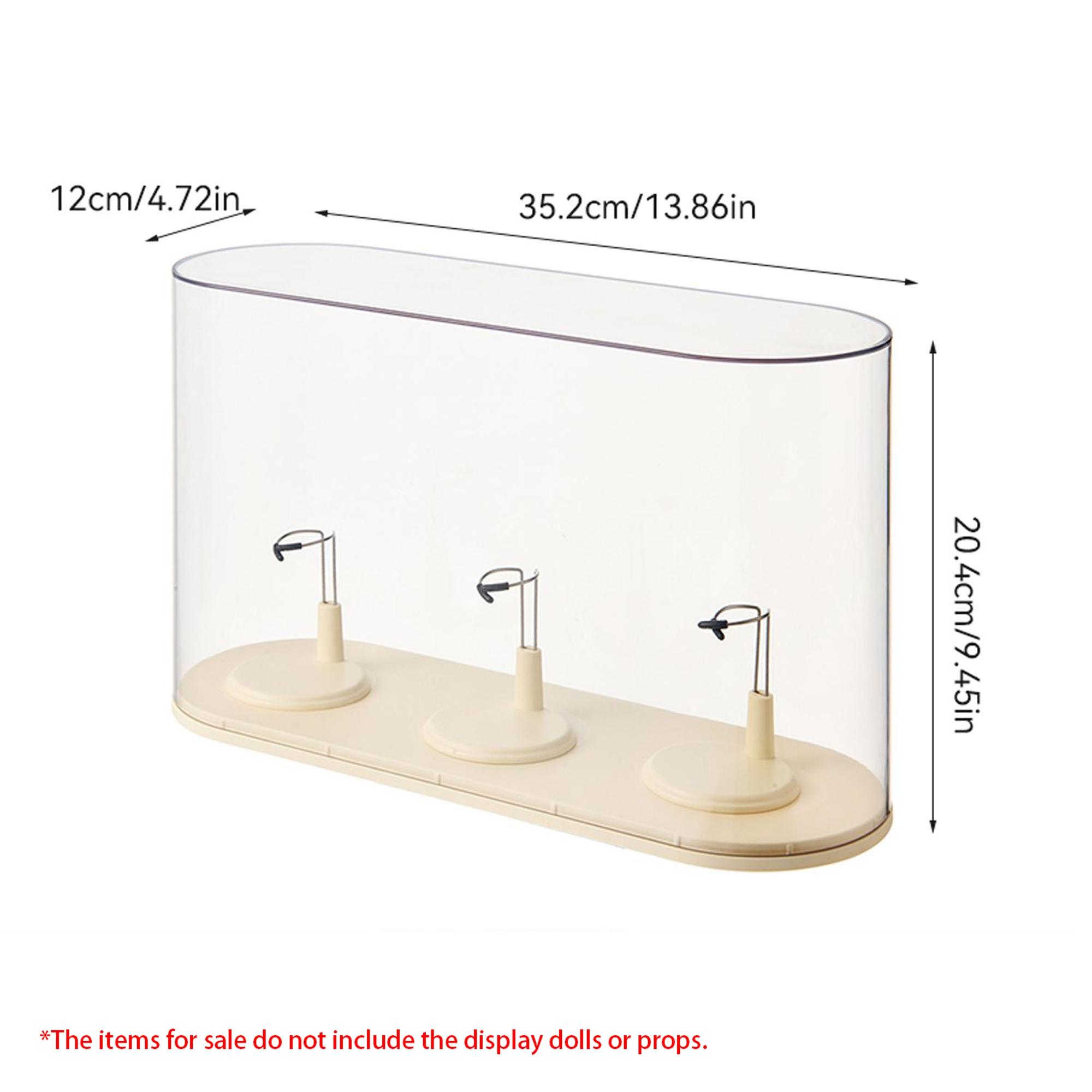 Trendy Plush Keychain Display Case with 3 Independent Stands, Stackable and Combinable, Suitable for Plush Keychains and Figurines like Labubu, Skullpanda, DIMOO, HIRONO, MOLLY, Stylish Keychain