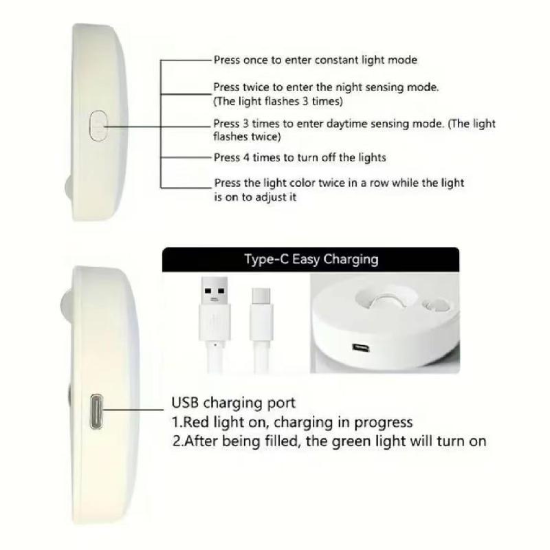 Human Motion Sensing Cabinet Light, USB Rechargeable Wireless Remote Control Ambiance Lighting, Magnetic Three-Color Changing LED Lamp, Decorative Lights