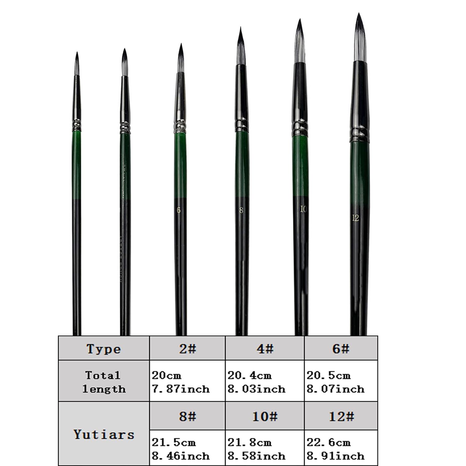 6Pcs Professional Round Paint Detail Brushes Kit Round Brush Variety High Quality Nylon Hair Anti-Shedding Design for Canvas Body Face Rock Painting Adults & Starter Artists