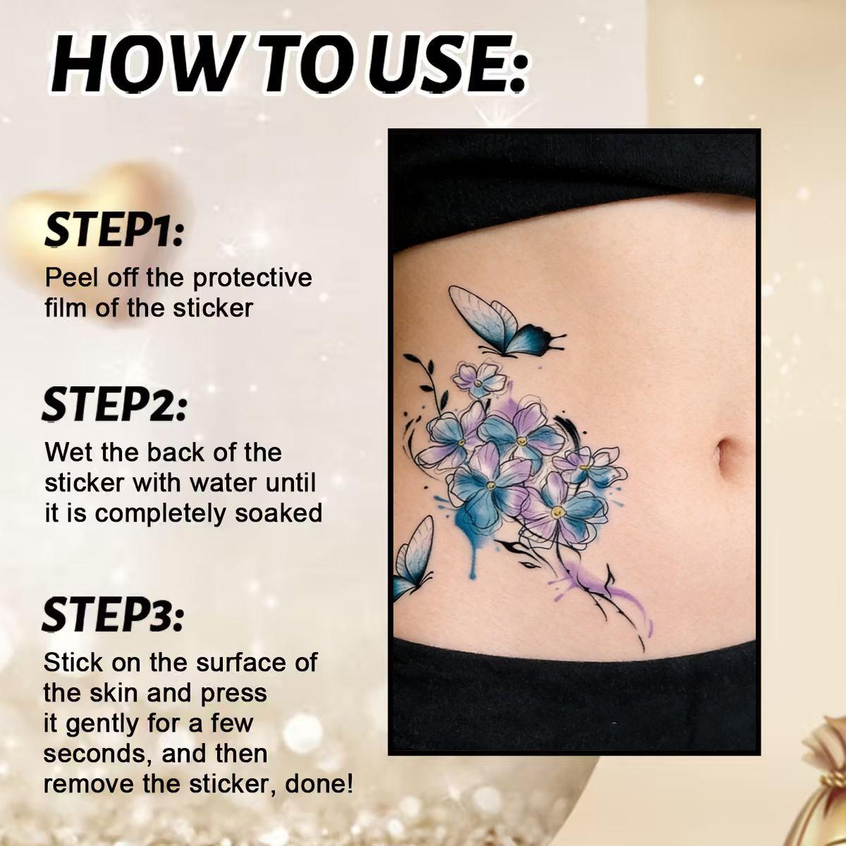 Butterfly and Floral Pattern Design, Disposable, Waterproof, Sweat-Proof, Easy to Use, Perfect for Women's Parties and Festivals