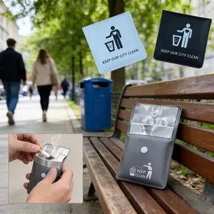 Portable Fire-Resistant Odorless Ashtray, Compact Square Plastic Cigarette Ash Bag with Safety Lid, Ideal for Travel, Camping, Outdoor Use