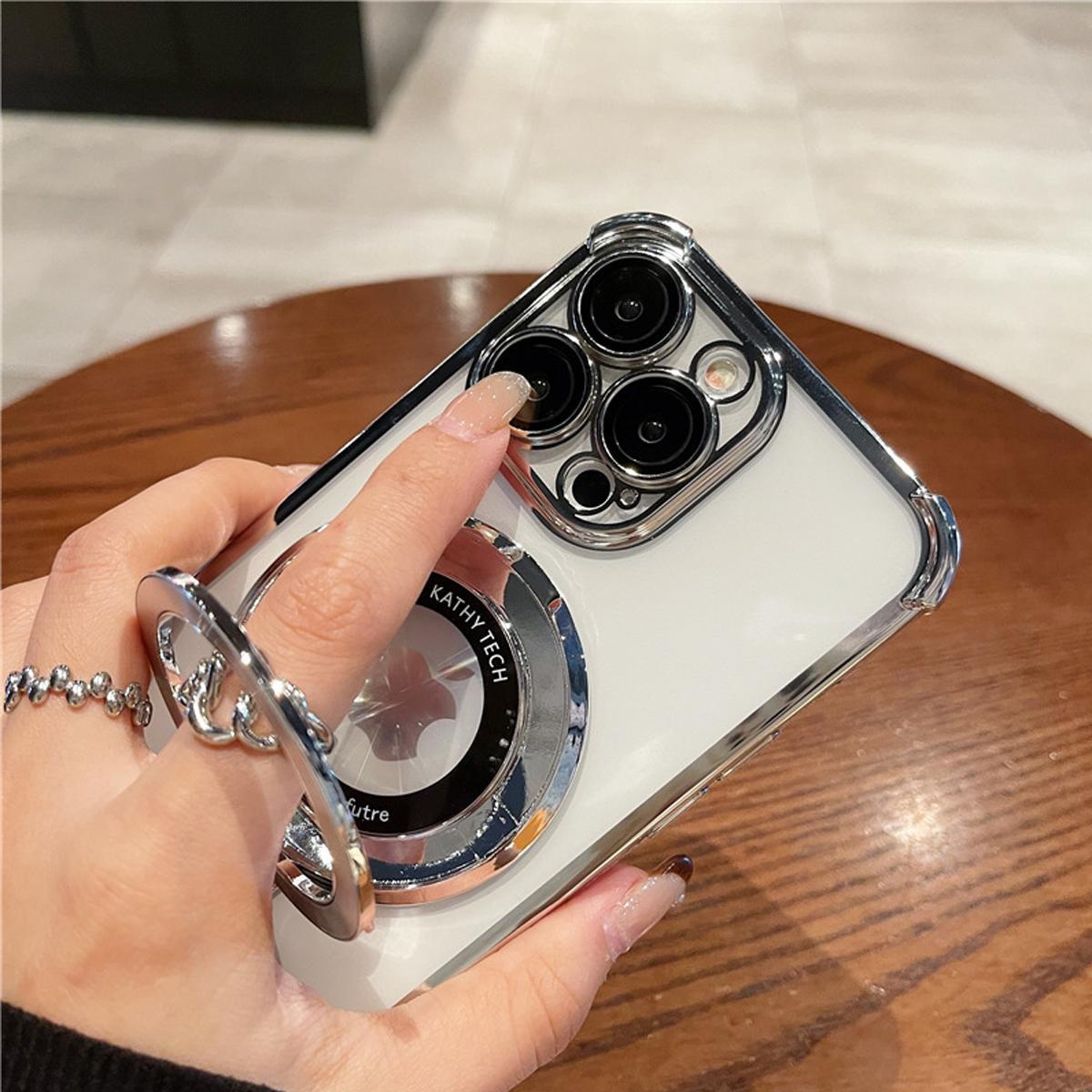 NganGee Protective Four Comers Air Cushion Anti-drop Cell Phone Case Comes with Sticky Stand Olated Clear Bracket Phone Case for iPhone 15 14 13 12 Pro Max 15 14 Plus Cover with Kickstand Four Corners Cases