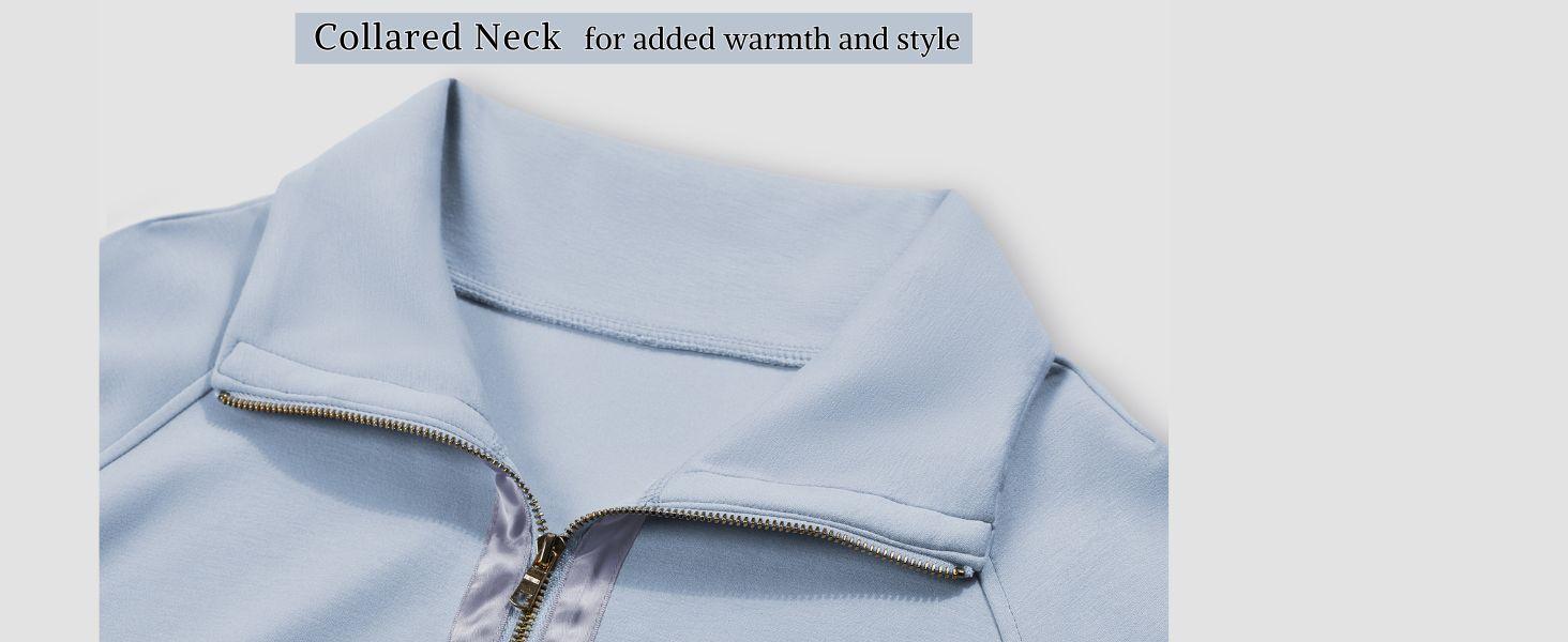 Fisoew Women's Zip up Sweatshirt Collared Neck Long Sleeve Loose Casual Lightweight Jacket with Pockets Fit Breathable puffer jacket winter outfits leather jacket winter trench zip coat Bomber Activewear fur coats for women leather jacket Womenswear