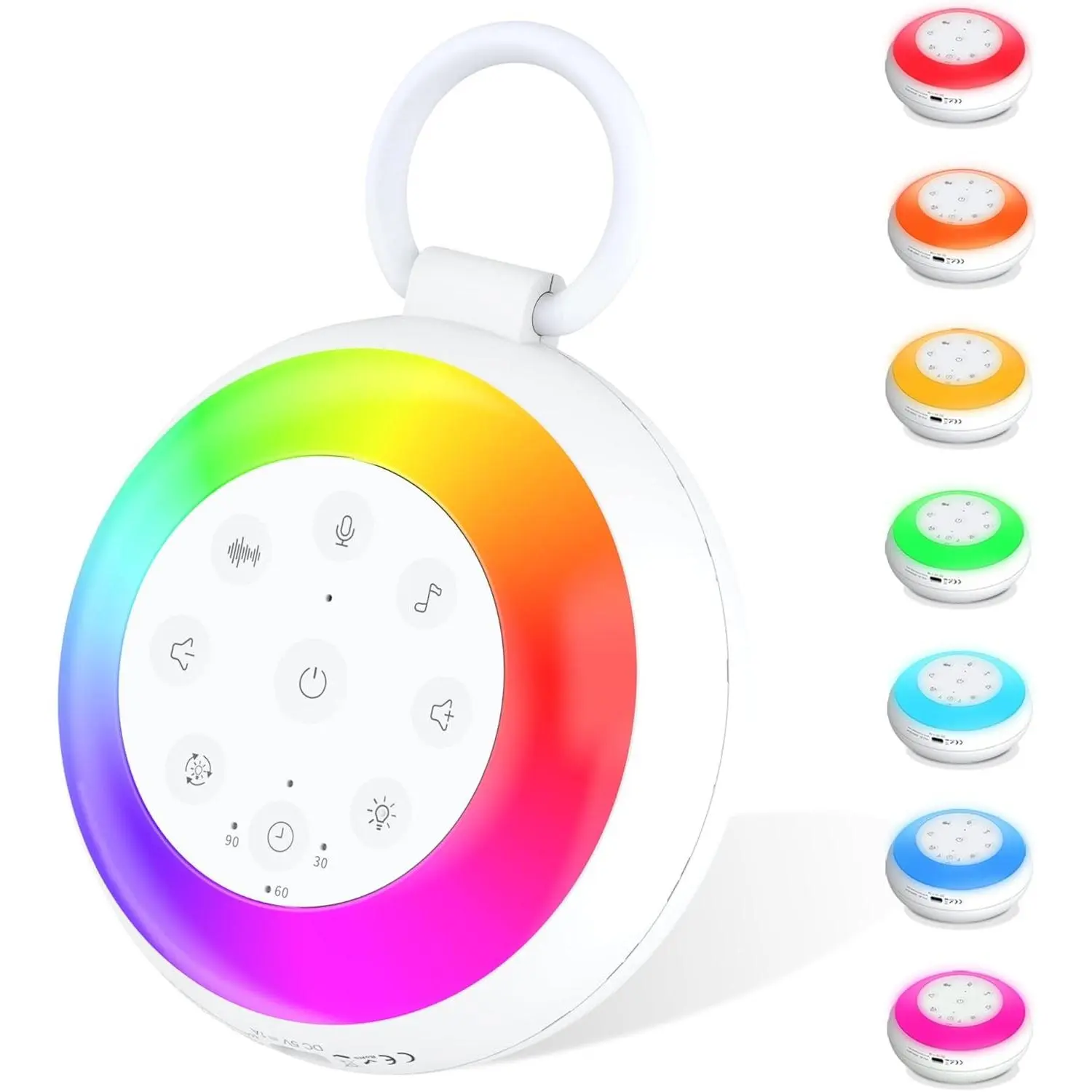 White Noise Sound Machine with 24 Soothing Natural Sounds, 7 Color Night Light, Bluetooth Pillow Speaker for Baby, Kids, Adults Sleep - Portable for Home, Travel, Nursery, Office(Gift)