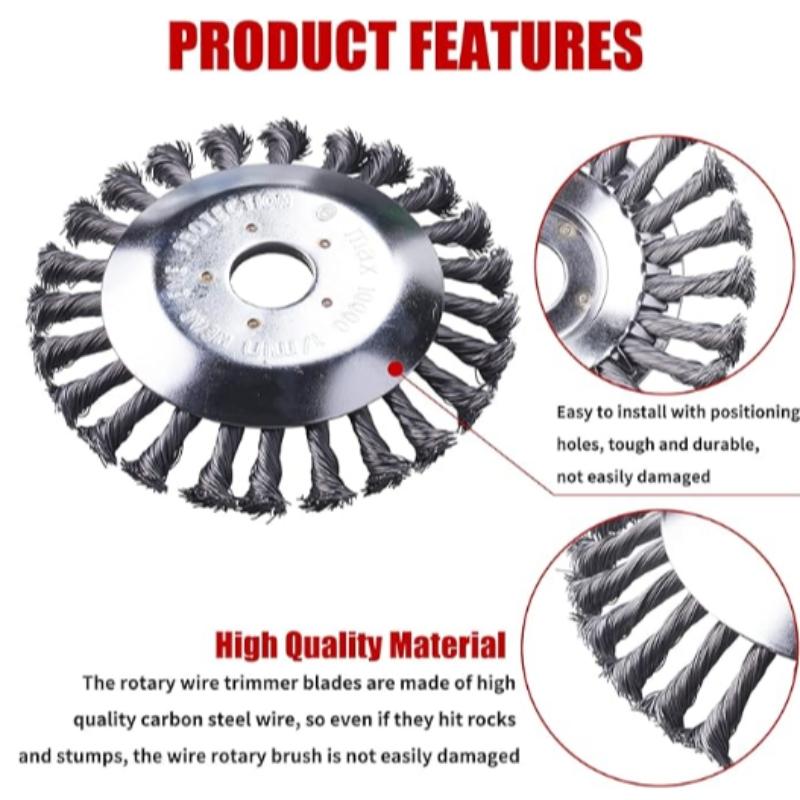 Small Lithium Battery Weed Wiper Brush, Universal Garden Grass Cutter, Fits 6-10 Inch Trimmer Blades, Rotating Steel Wire Weed Whacker Head