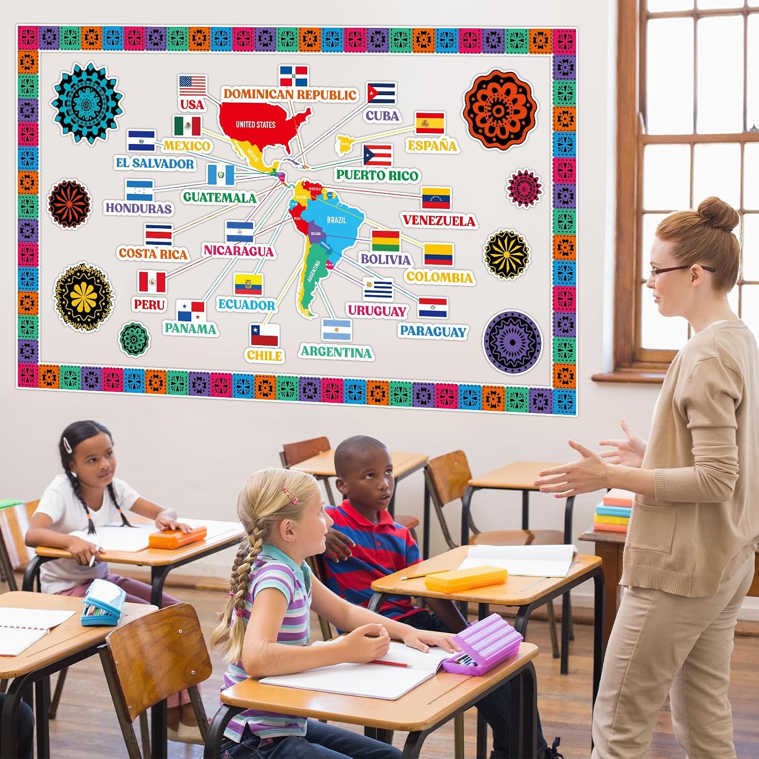 Hispanic Heritage Month Bulletin Board Latin  Classroom Decorations  Hispanic Heritage Month Spanish Flags Cutouts for School  Teacher Student Window Wall Door Party Supplies