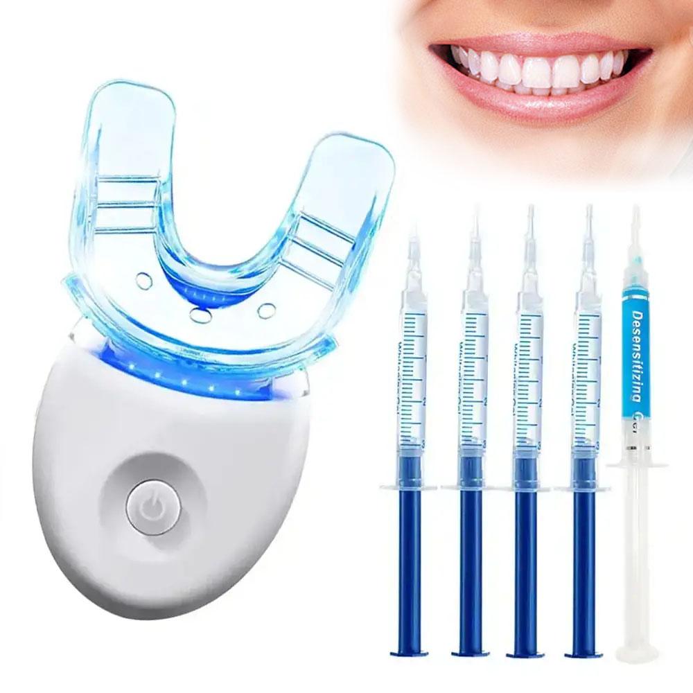 Led Teeth Brightening Kit, Teeth Brightener, 1 Set Led Teeth Brightening Device Kit Including 5 X 3ml Carbamide Peroxide Teeth Gel, Easy To Use, Perfect for Parents, Girlfriend/boyfriend