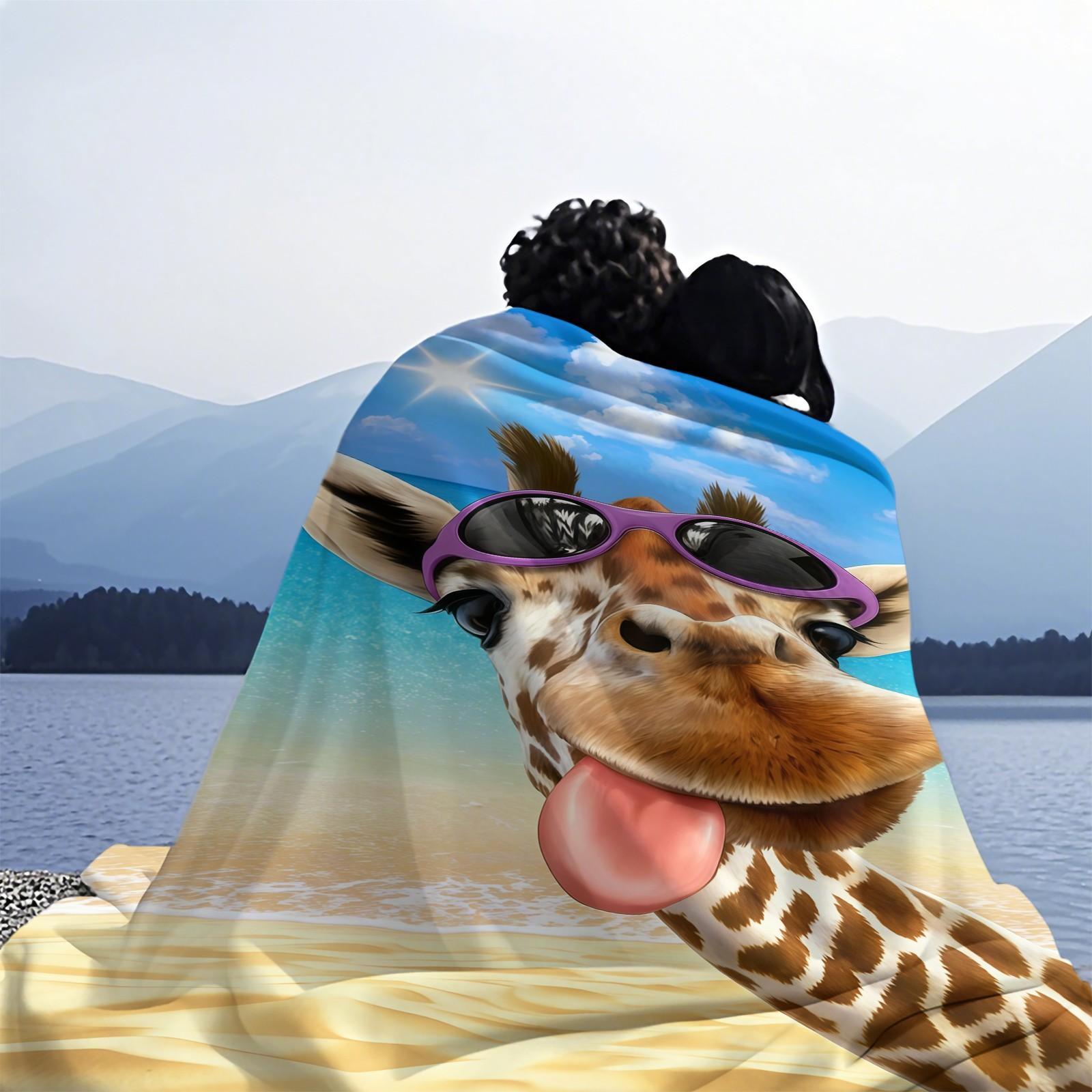 Giraffe Pattern Blanket, Suitable For Daily, Festival, And Birthday Gifts For Children And Adults. Soft, Warm, And Lightweight Plush Blanket, Perfect For Bed, Sofa, Car, And Room Decoration